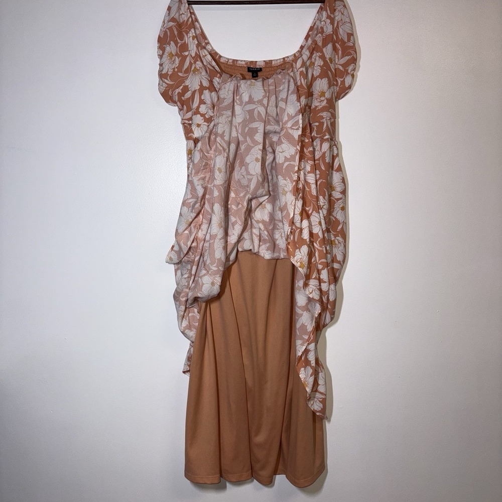 Torrid Coral Floral Maxi Off Shoulder Dress Size 1X Romantic Flowy Fairy Summer - Picture 11 of 11